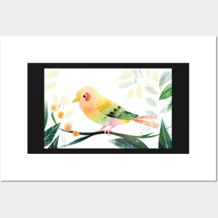 Whimsical and Cute Watercolor Bird Posters and Art